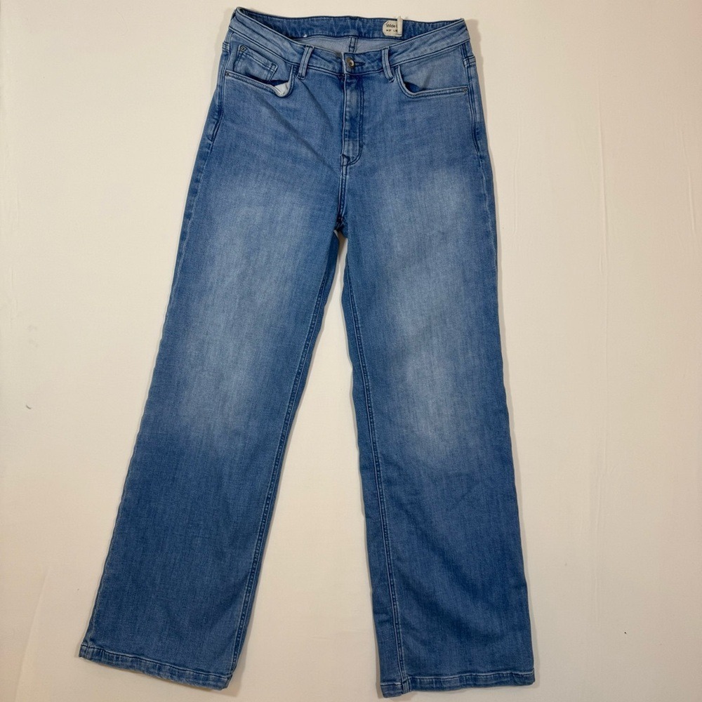 Esprit Wide Leg Organic Cotton Blue Denim Jeans W27 L32‎ Medium Wash High Rise